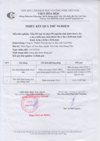 PE SHEET TEST RESULTS 
